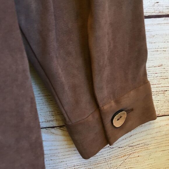 INDIGO MOON FAUX SUEDE EMBROIDERED TOP IN TAN - Picture 7 of 9